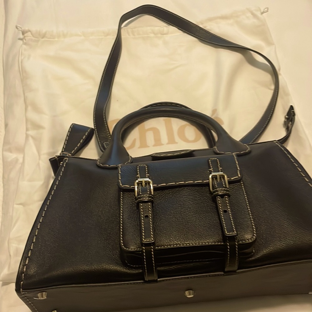 Chloe Edith Leather Satchel with strap.  Used once. Excellent condition